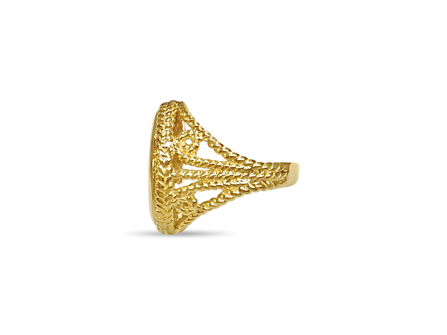 Handmade Solid Gold Fancy Coin Ring , 1/10oz Coin ,