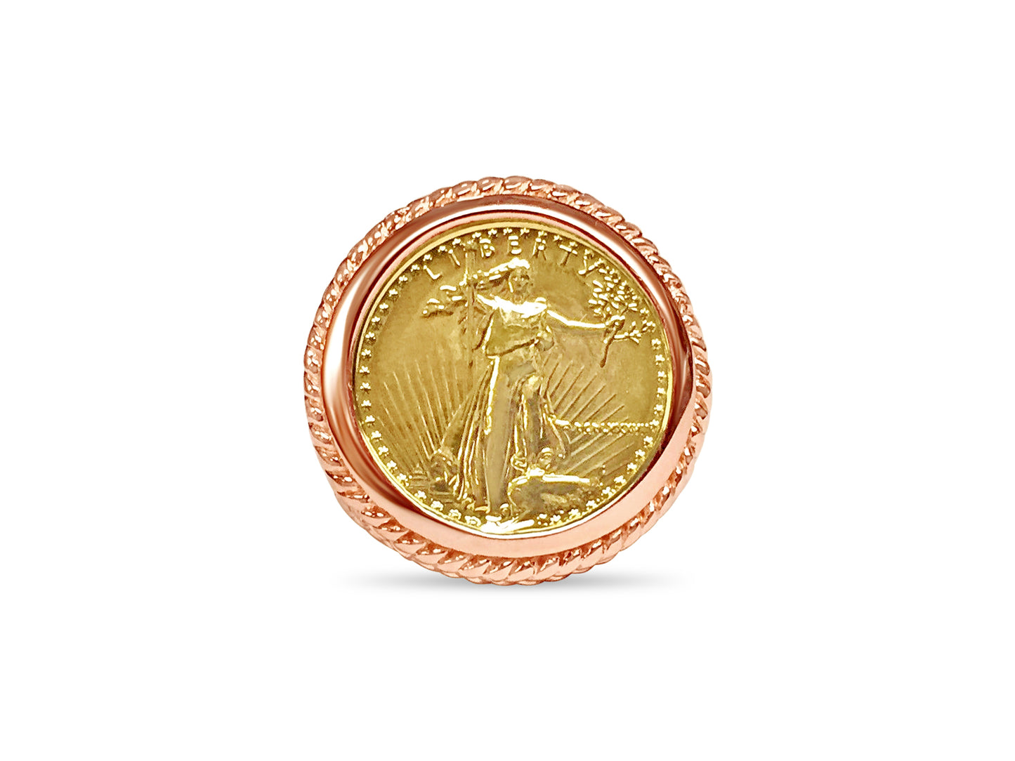 Handmade Solid Gold Fancy Coin Ring , 1/10oz Coin ,