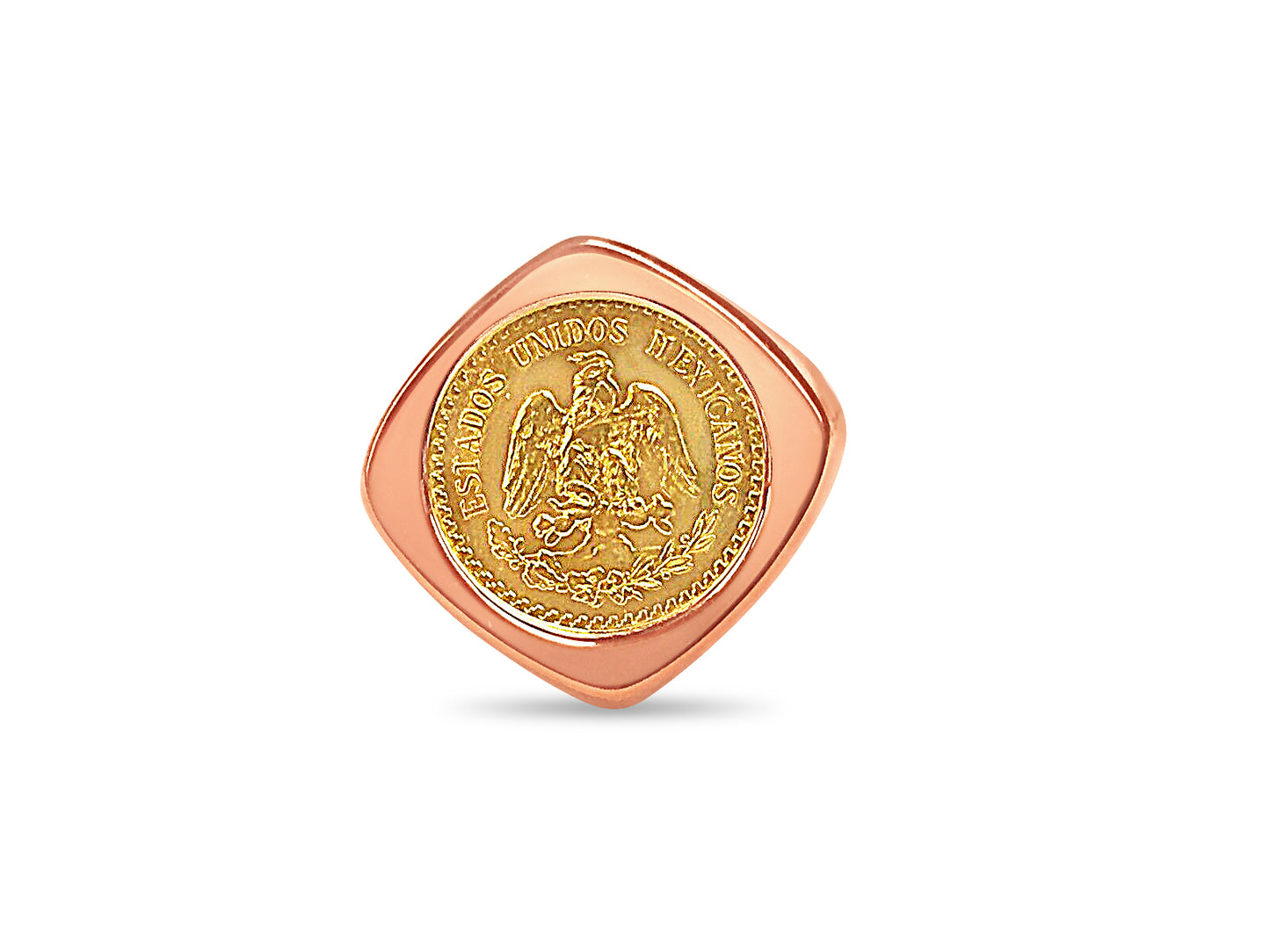Handmade Solid Gold Fancy Coin Ring , 2.5 Pesos Coin ,