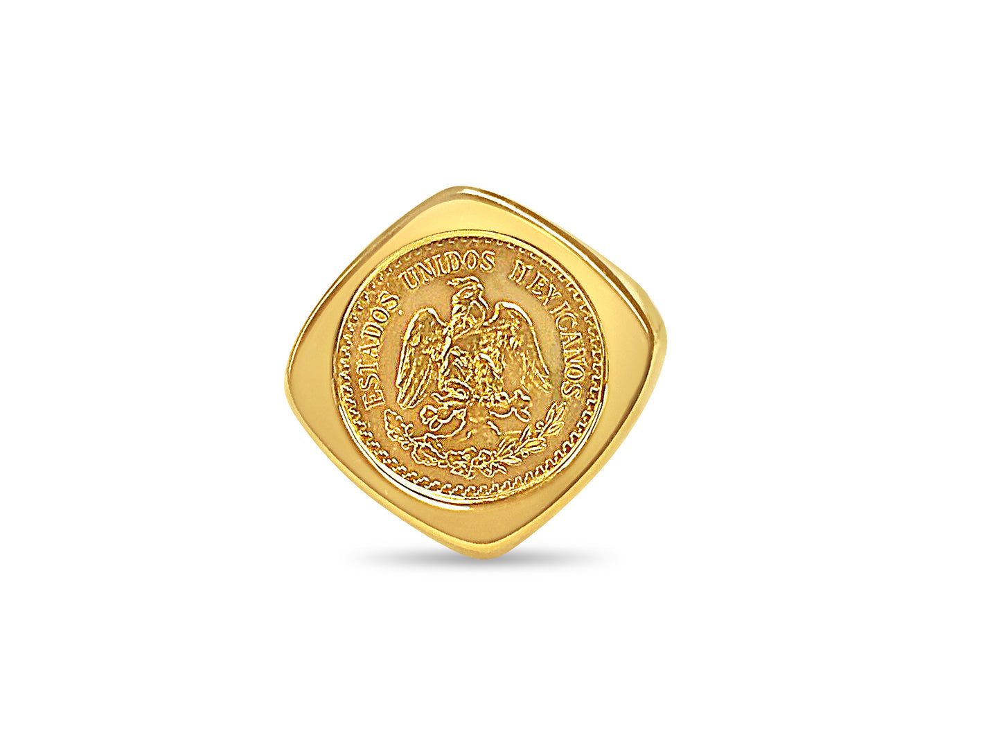 Handmade Solid Gold Fancy Coin Ring , 2.5 Pesos Coin ,