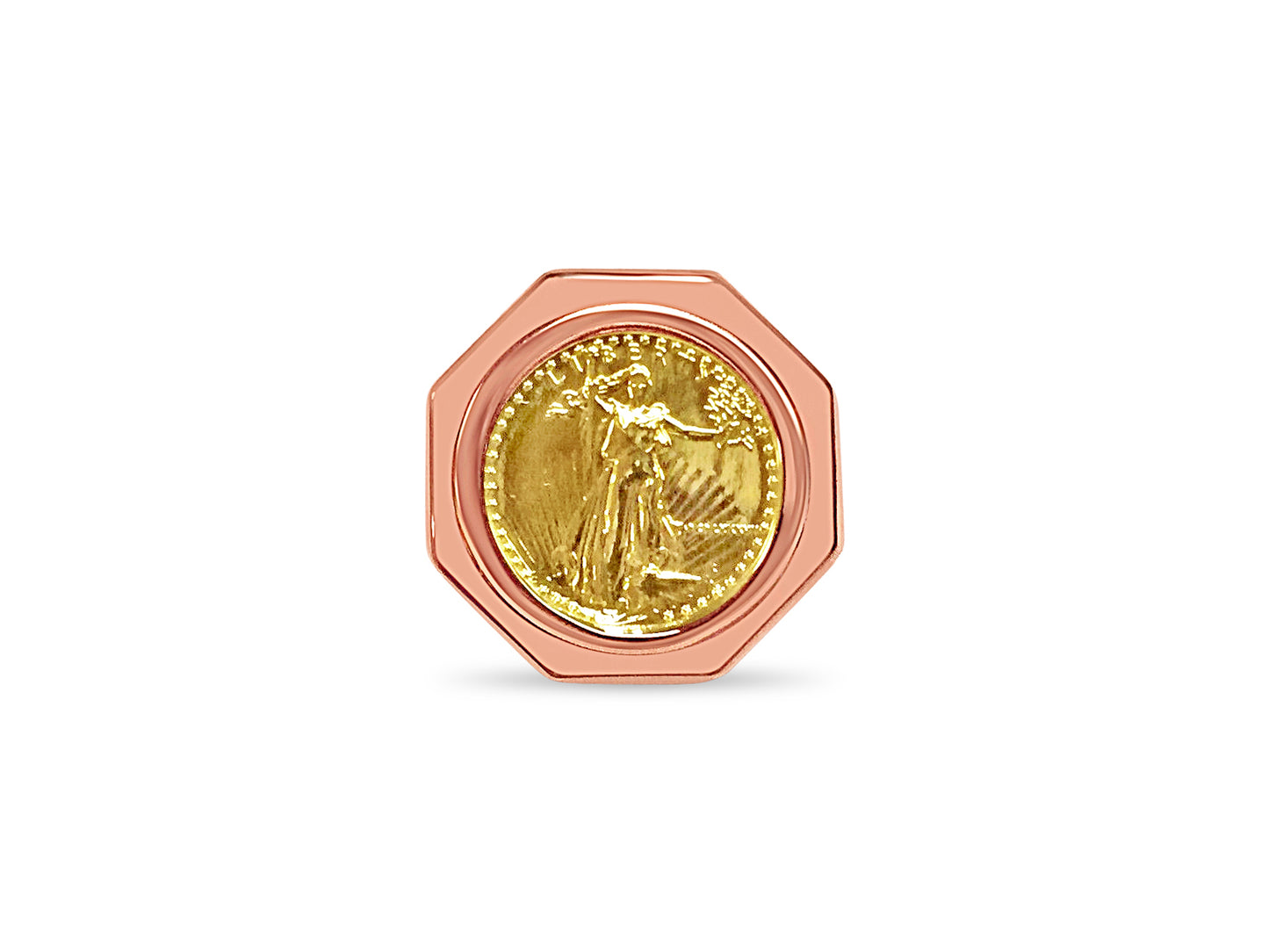 Handmade Solid Gold Fancy Coin Ring , 1/10oz Coin ,