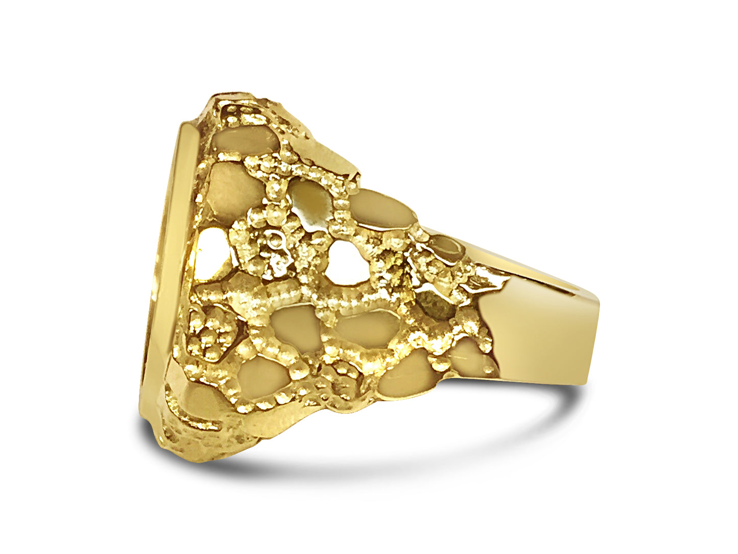 Handmade Solid Gold Nugget Coin Ring , 1/10oz Coin ,