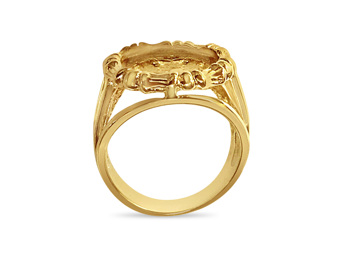 Handmade Solid Gold Fancy Coin Ring , Dos Pesos Coin ,