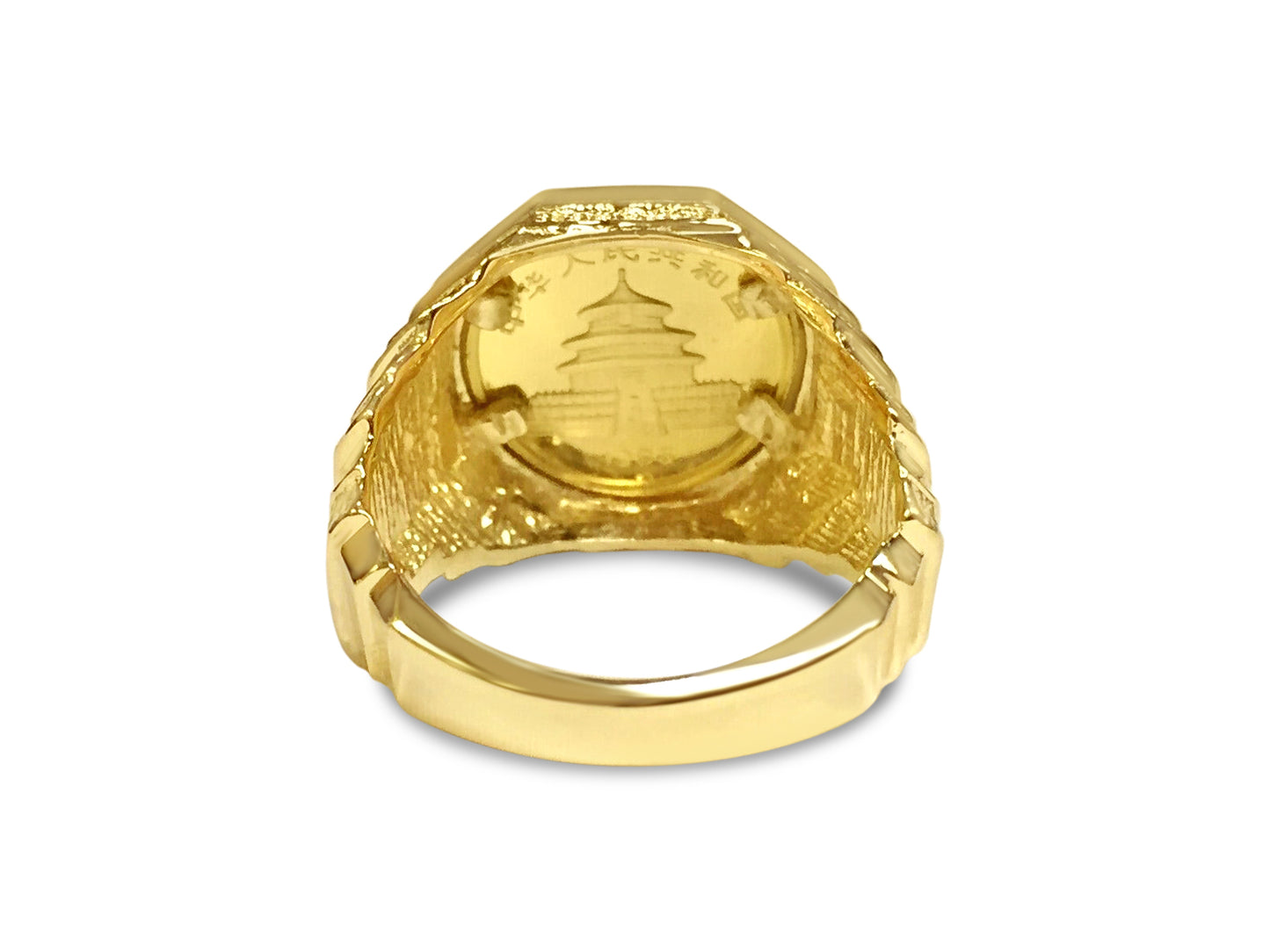 Handmade Solid Gold Fancy Coin Ring , Chinese Panda Bear Coin ,