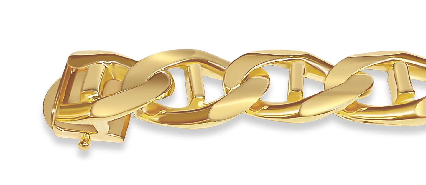 Handmade Solid Gold Curb Necklace , 14mm