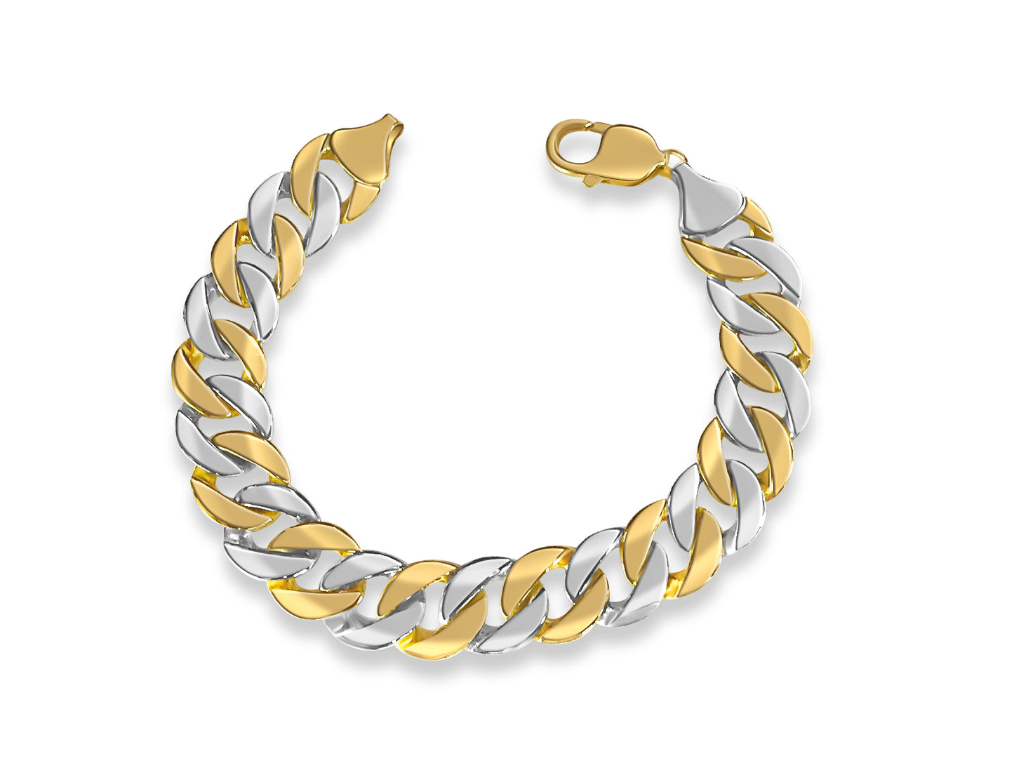 Handmade Solid Gold Curb Bracelet , 14mm