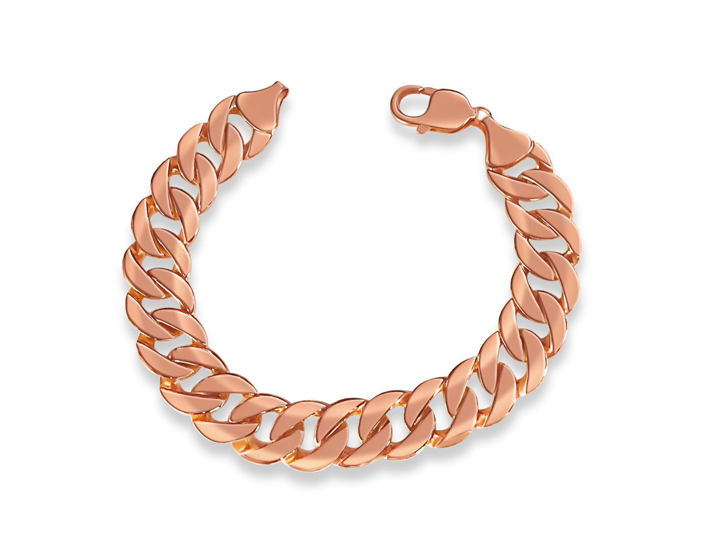 Handmade Solid Gold Curb Bracelet , 14mm