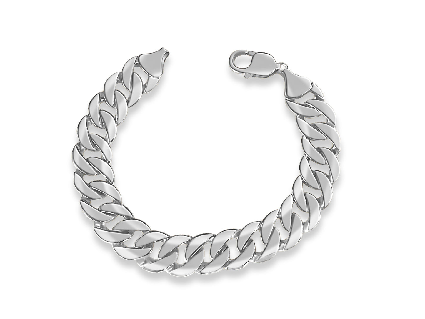 Handmade Solid Gold Curb Bracelet , 14mm