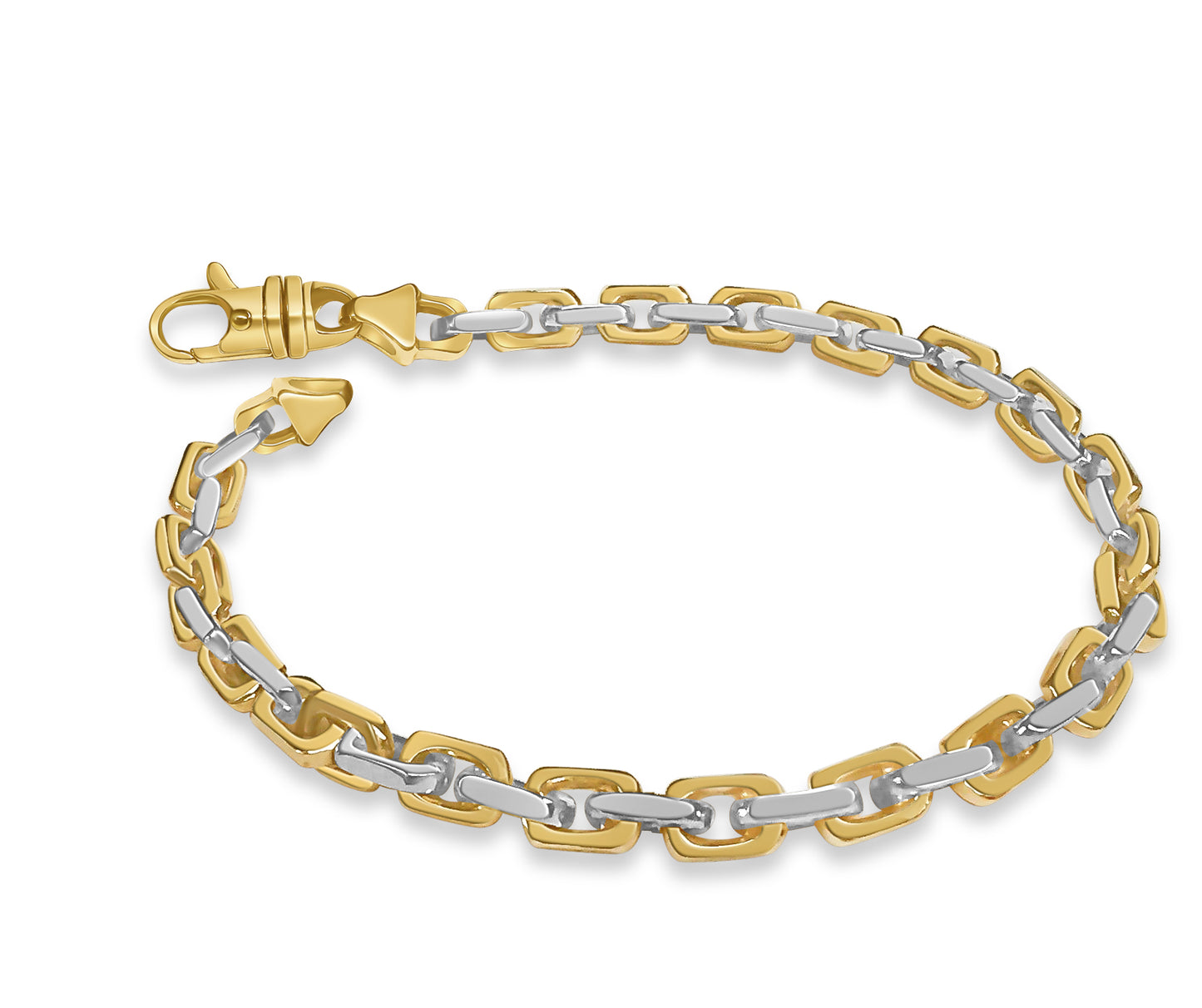 Handmade Solid Gold Fancy Rolo Bracelet , 7mm