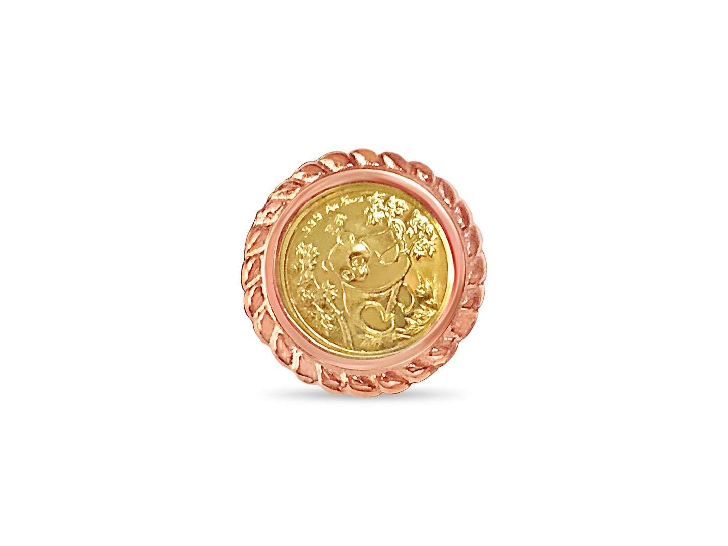 Handmade Solid Gold Fancy Coin Ring , Chinese Panda Bear Coin ,