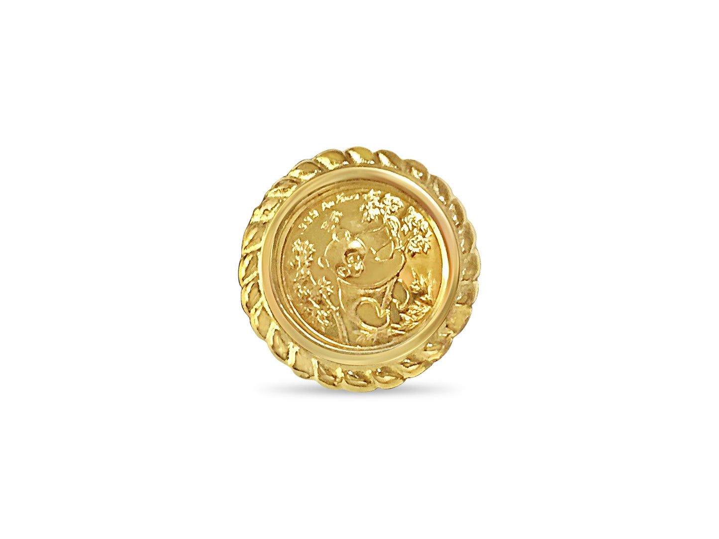 Handmade Solid Gold Fancy Coin Ring , Chinese Panda Bear Coin ,