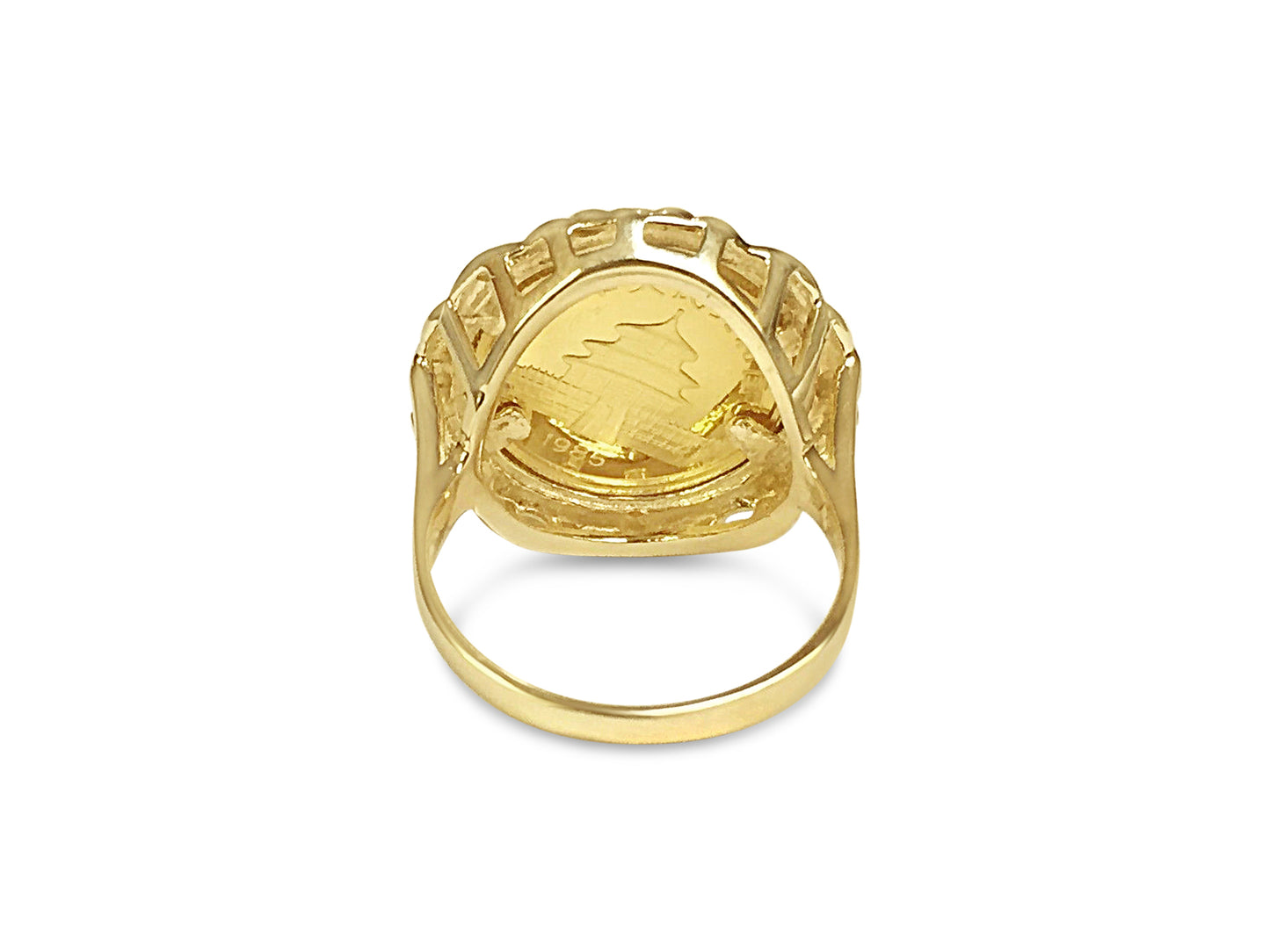 Handmade Solid Gold Fancy Coin Ring , Chinese Panda Bear Coin ,
