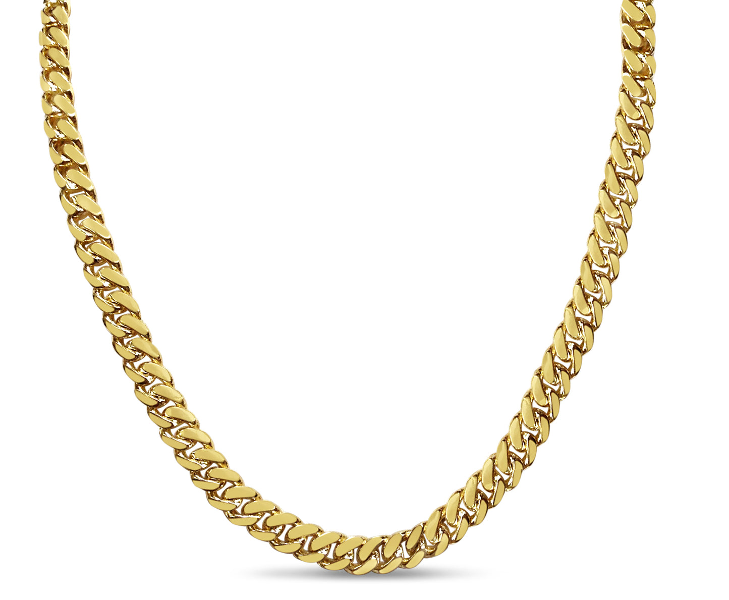 Handmade Solid Gold Miami Cuban Necklace , 7mm