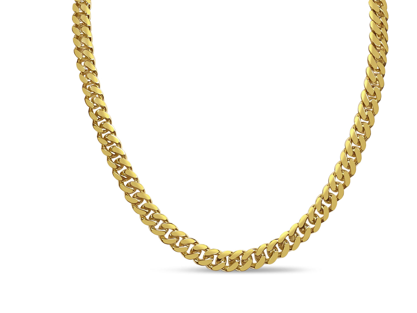 Handmade Solid Gold Miami Cuban Necklace , 8mm