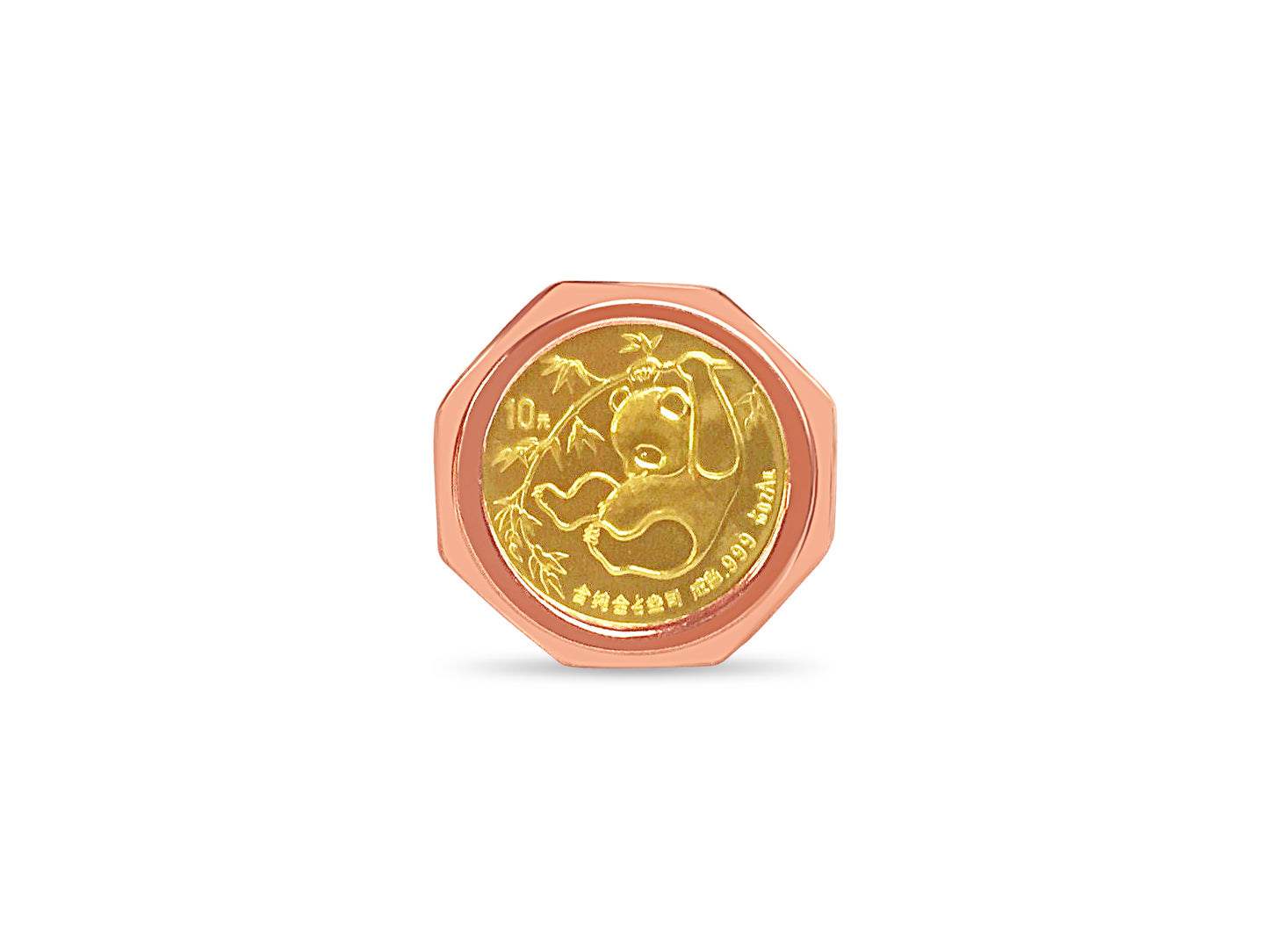Handmade Solid Gold Fancy Coin Ring , Chinese Panda Bear Coin ,