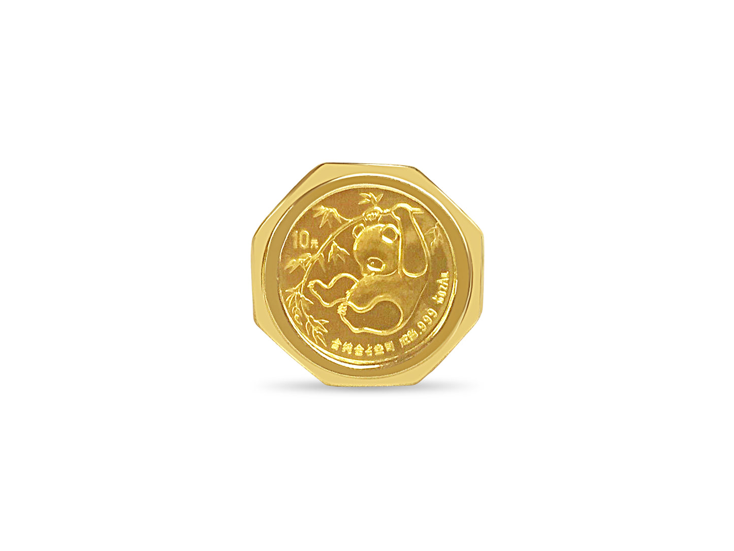 Handmade Solid Gold Fancy Coin Ring , Chinese Panda Bear Coin ,