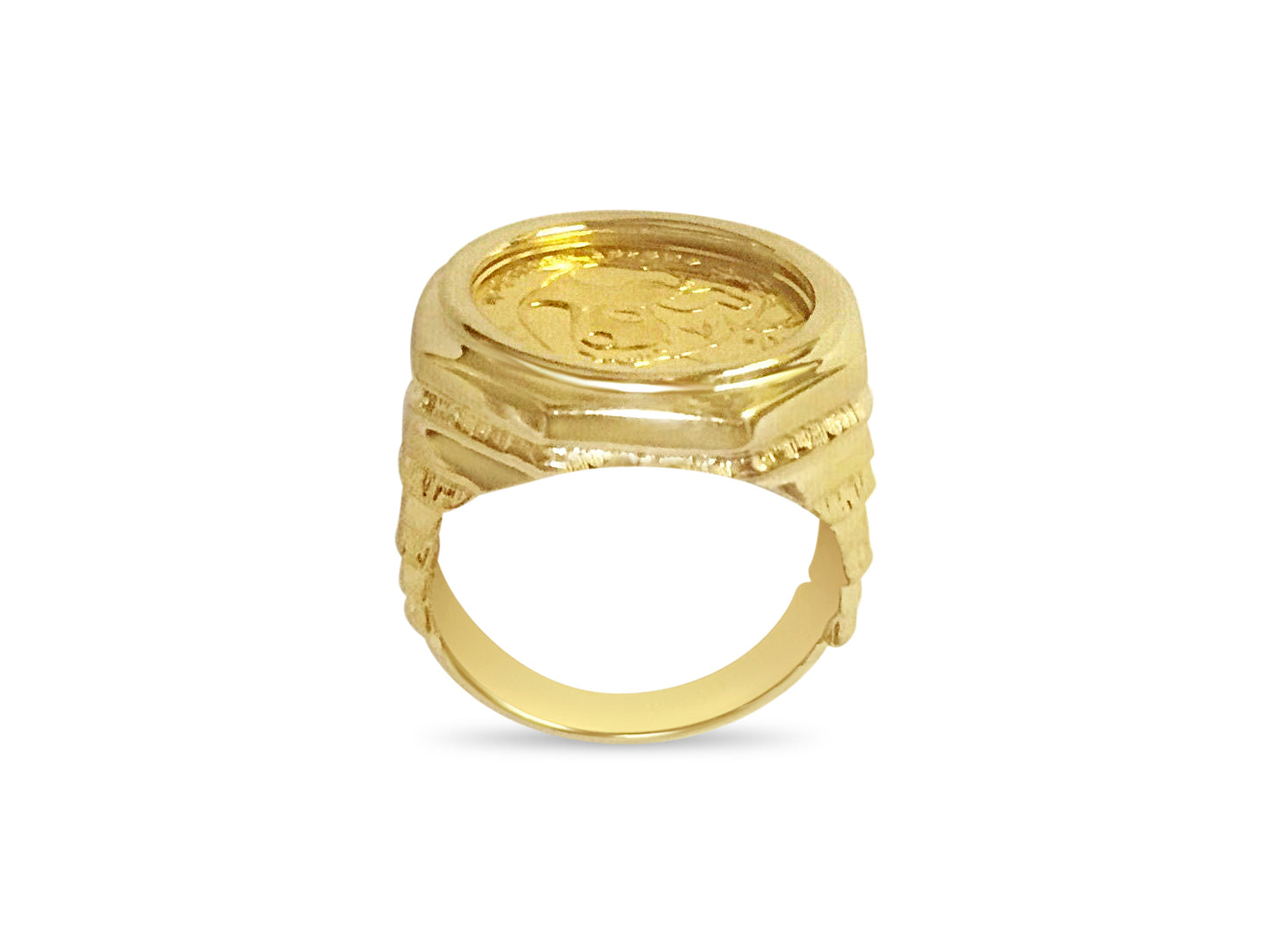 Handmade Solid Gold Fancy Coin Ring , Chinese Panda Bear Coin ,