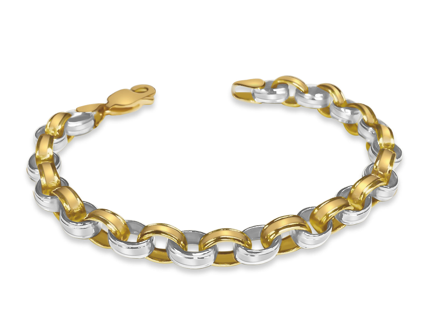 Handmade Solid Gold Rolo Cable Bracelet , 7mm