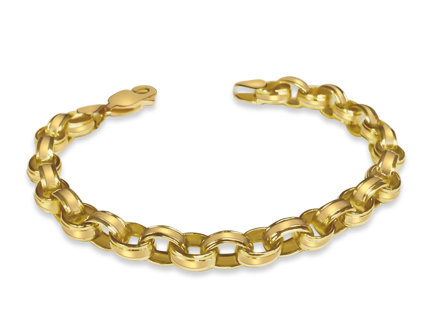 Handmade Solid Gold Rolo Cable Bracelet , 7mm