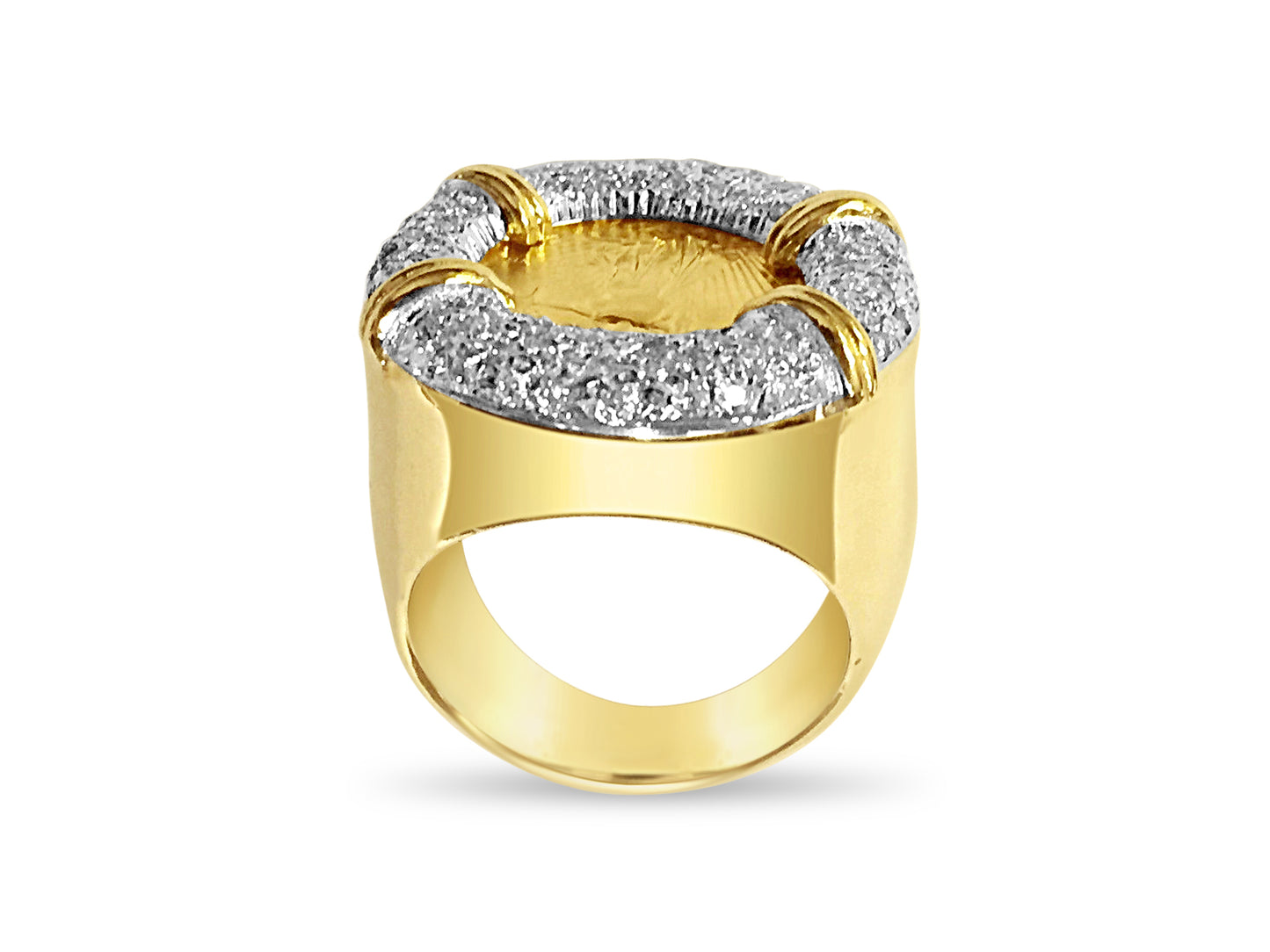 Handmade Solid Gold Diamond Fancy Coin Ring , 1/10oz Coin ,