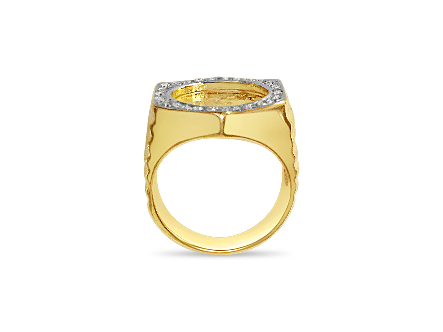 Handmade Solid Gold Diamond Fancy Coin Ring , Chinese Panda Bear Coin ,