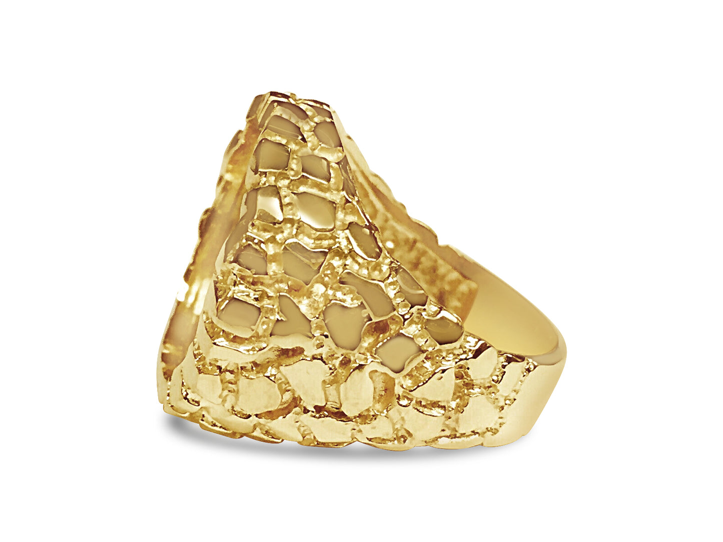 Handmade Solid Gold Nugget Coin Ring , 1/4oz Coin ,