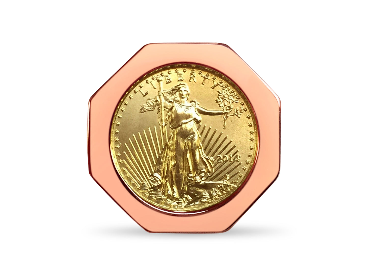 Handmade Solid Gold Fancy Coin Ring , 1/10oz Coin ,
