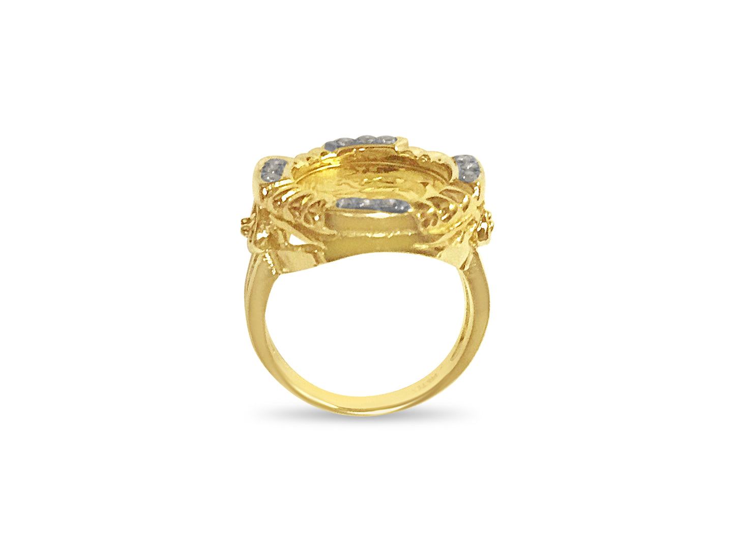 Handmade Solid Gold Fancy Coin Ring , Chinese Panda Bear Coin ,