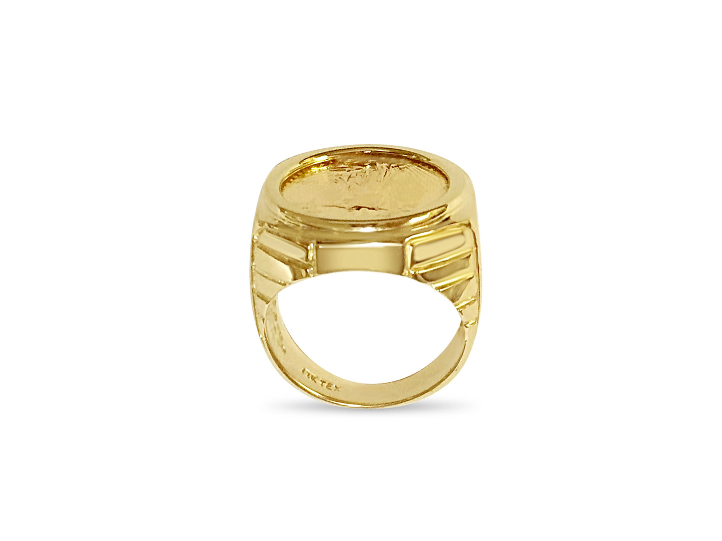Handmade Solid Gold Fancy Coin Ring , 1/10oz Coin ,