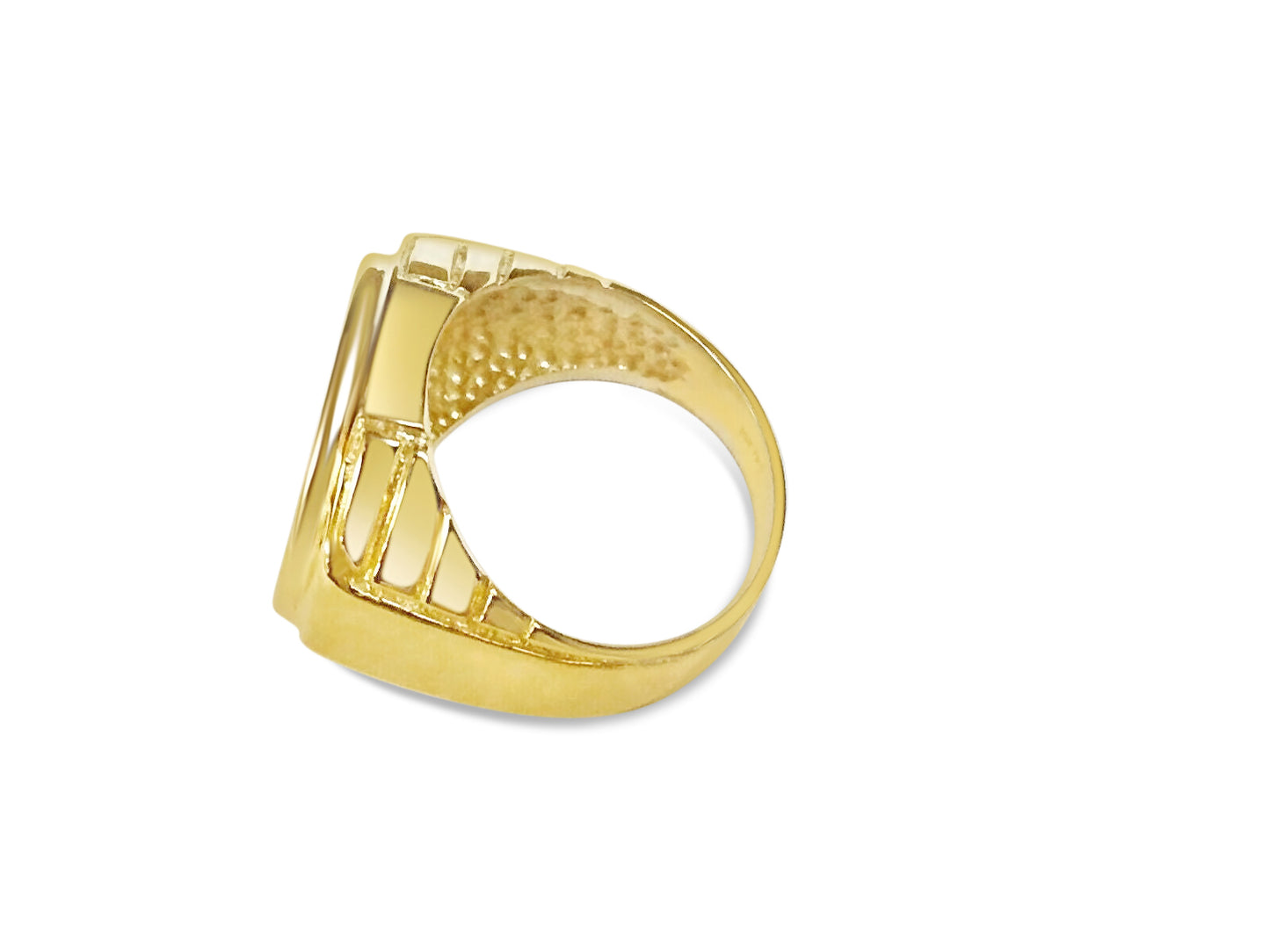 Handmade Solid Gold Fancy Coin Ring , 1/10oz Coin ,