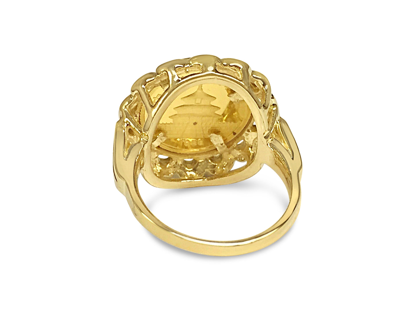 Handmade Solid Gold Fancy Ladies Coin Ring , Chinese Panda Bear Coin ,