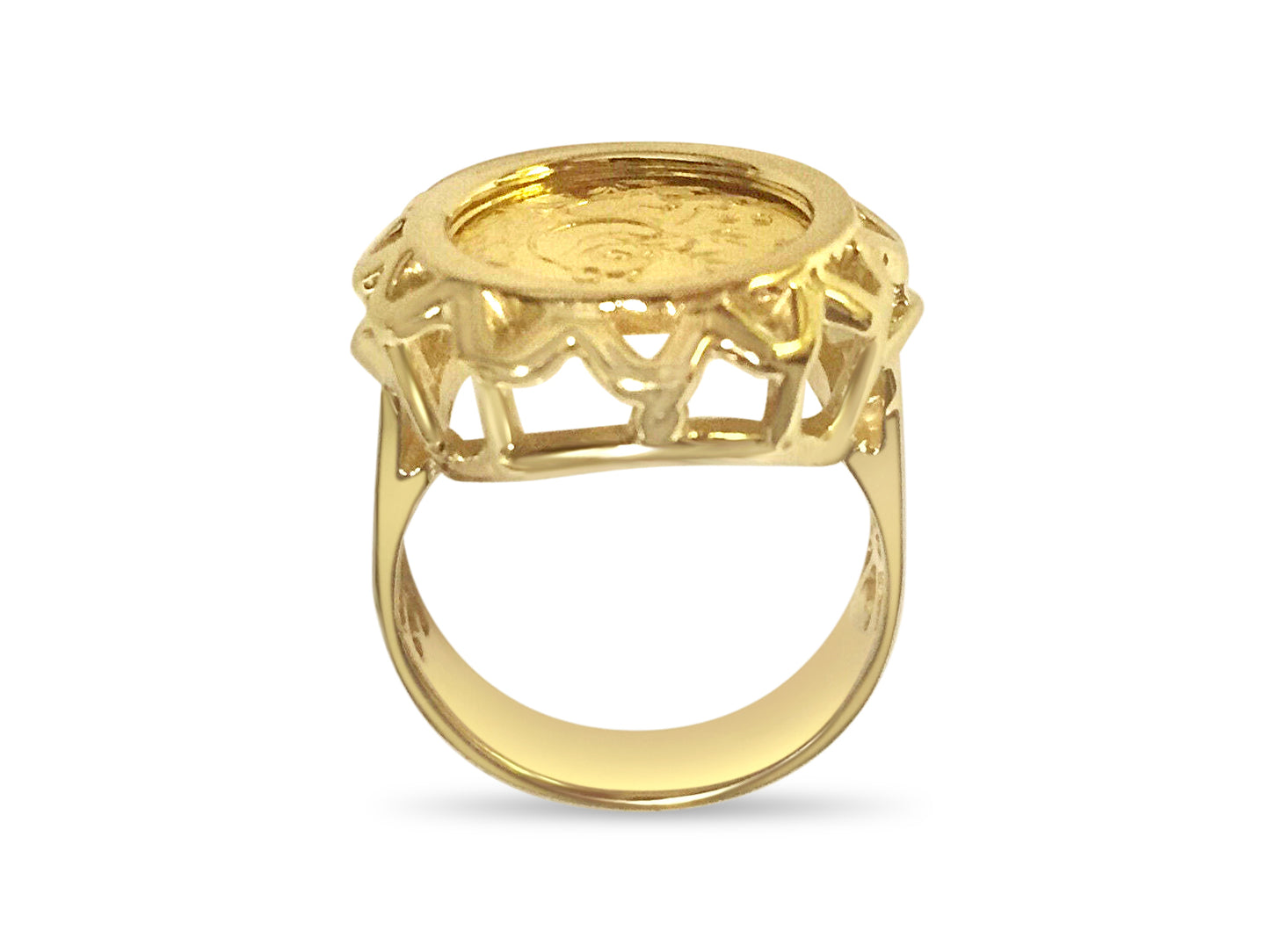 Handmade Solid Gold Fancy Ladies Coin Ring , Chinese Panda Bear Coin ,