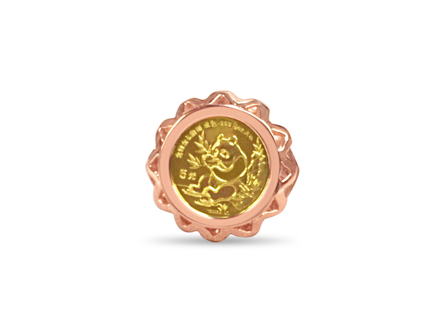 Handmade Solid Gold Fancy Ladies Coin Ring , Chinese Panda Bear Coin ,