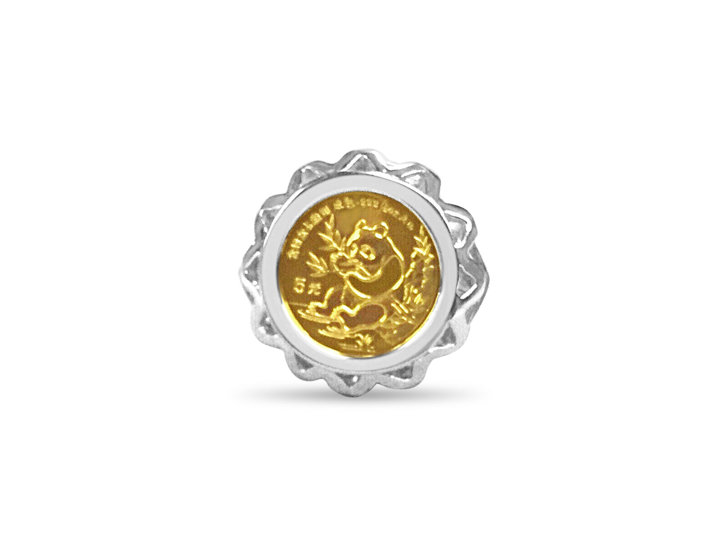 Handmade Solid Gold Fancy Ladies Coin Ring , Chinese Panda Bear Coin ,