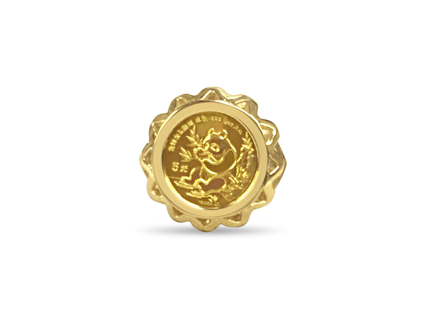 Handmade Solid Gold Fancy Ladies Coin Ring , Chinese Panda Bear Coin ,