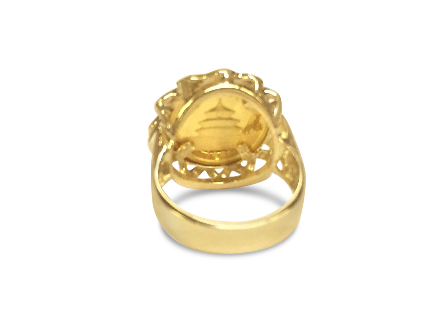 Handmade Solid Gold Fancy Ladies Coin Ring , Chinese Panda Bear Coin ,