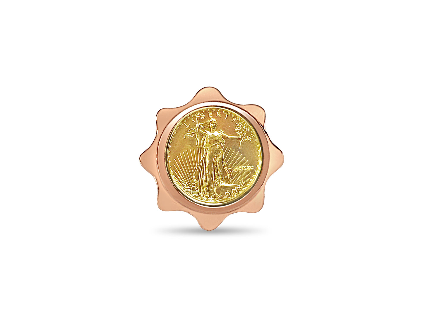 Handmade Solid Gold Fancy Ladies Coin Ring , 1/10oz Coin ,