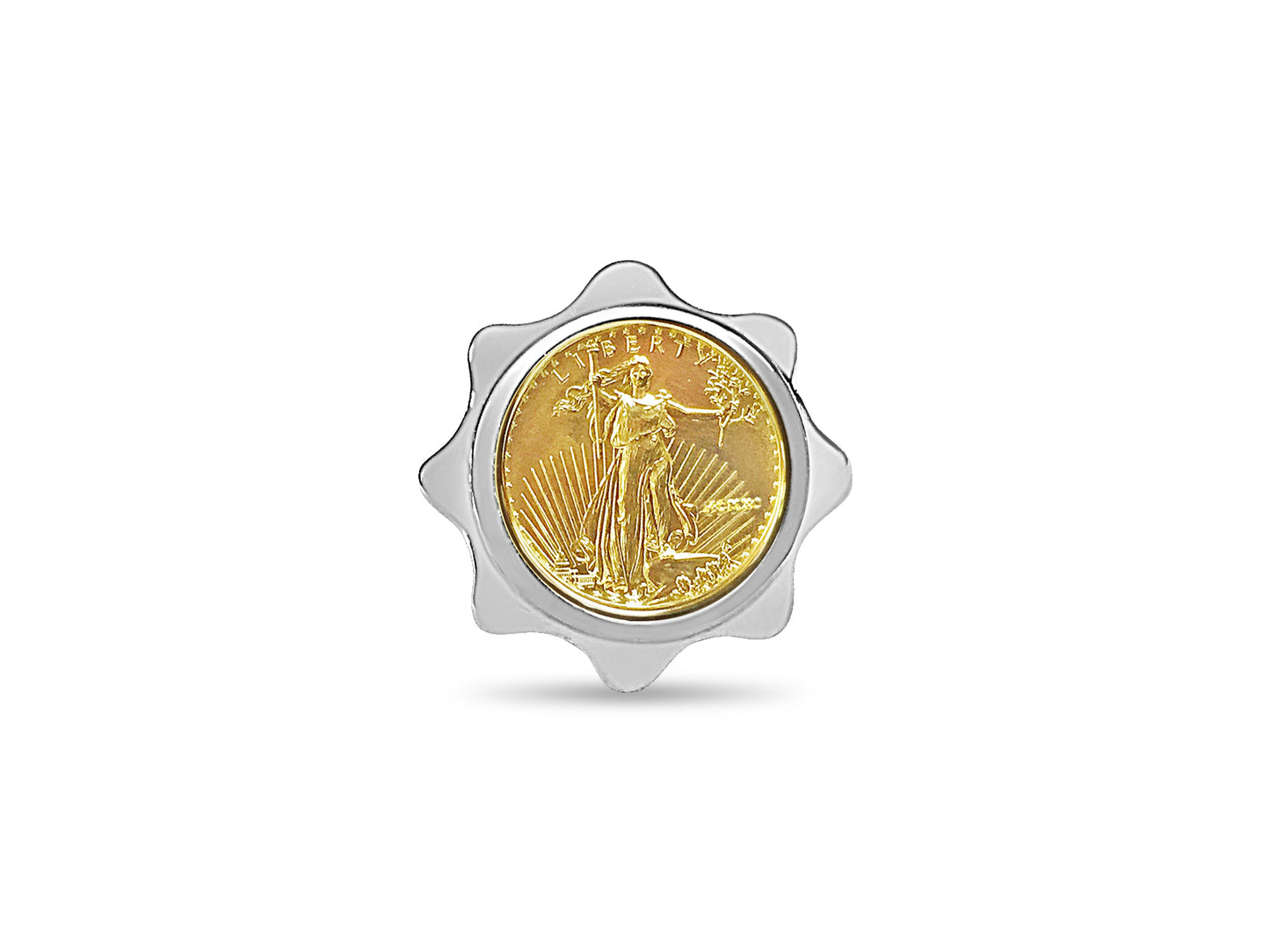 Handmade Solid Gold Fancy Ladies Coin Ring , 1/10oz Coin ,