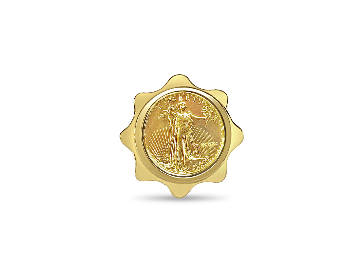 Handmade Solid Gold Fancy Ladies Coin Ring , 1/10oz Coin ,