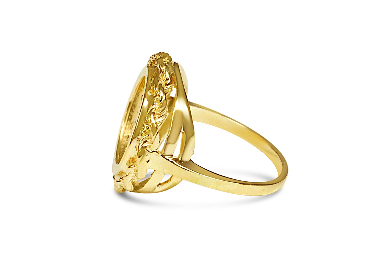 Handmade Solid Gold Fancy Coin Ring , Dos Pesos Coin ,