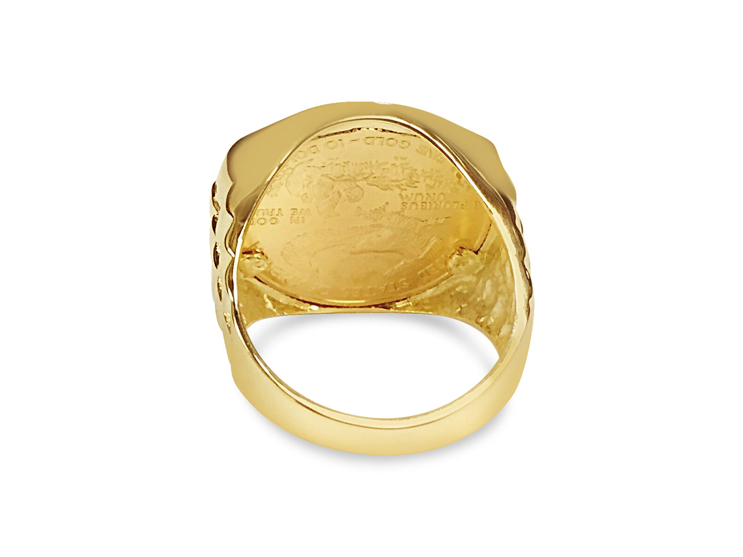 Handmade Solid Gold Fancy Coin Ring , 1/4oz Coin ,
