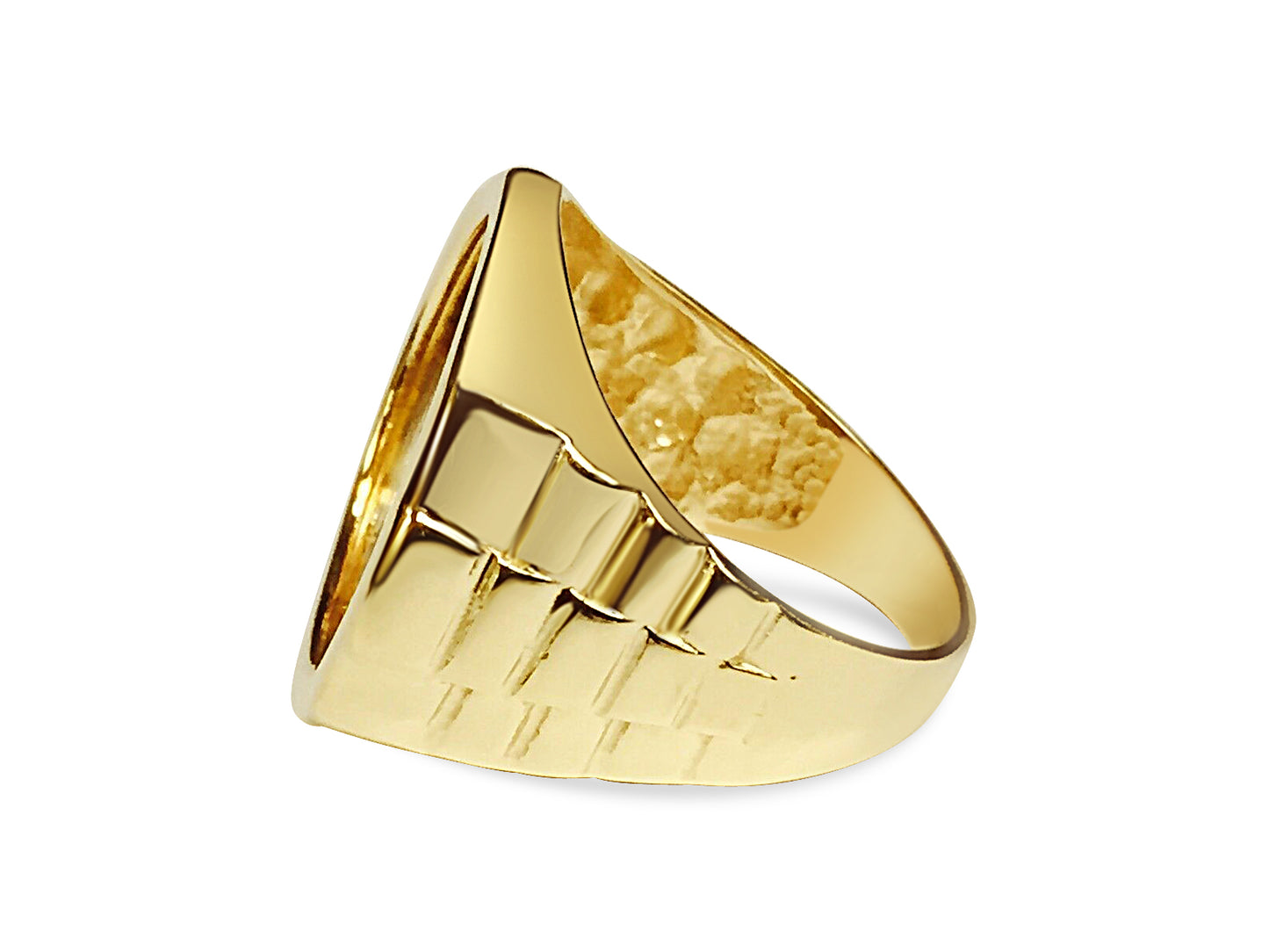 Handmade Solid Gold Fancy Coin Ring , 1/4oz Coin ,