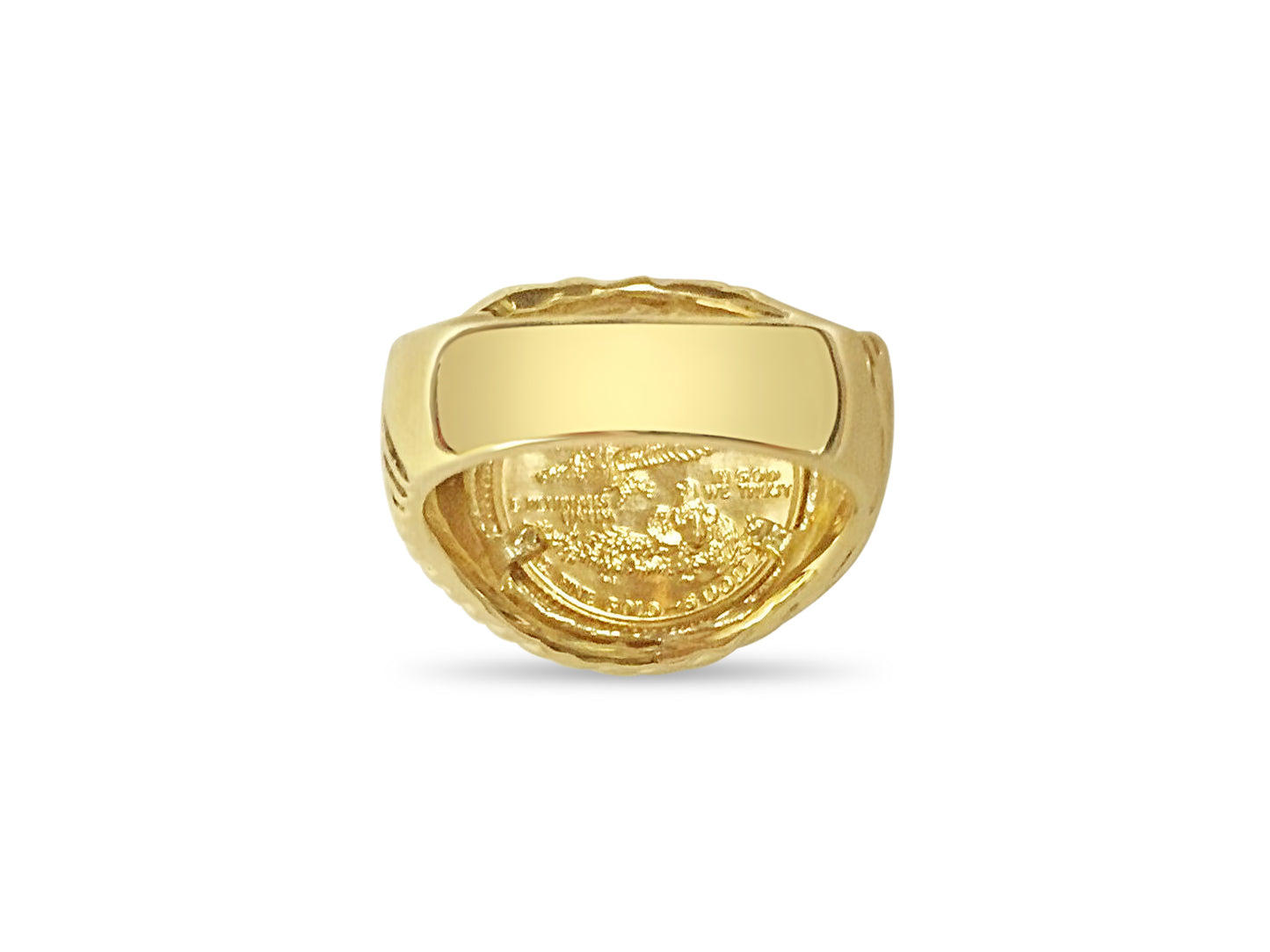 Handmade Solid Gold Fancy Coin Ring , 1/10oz Coin ,