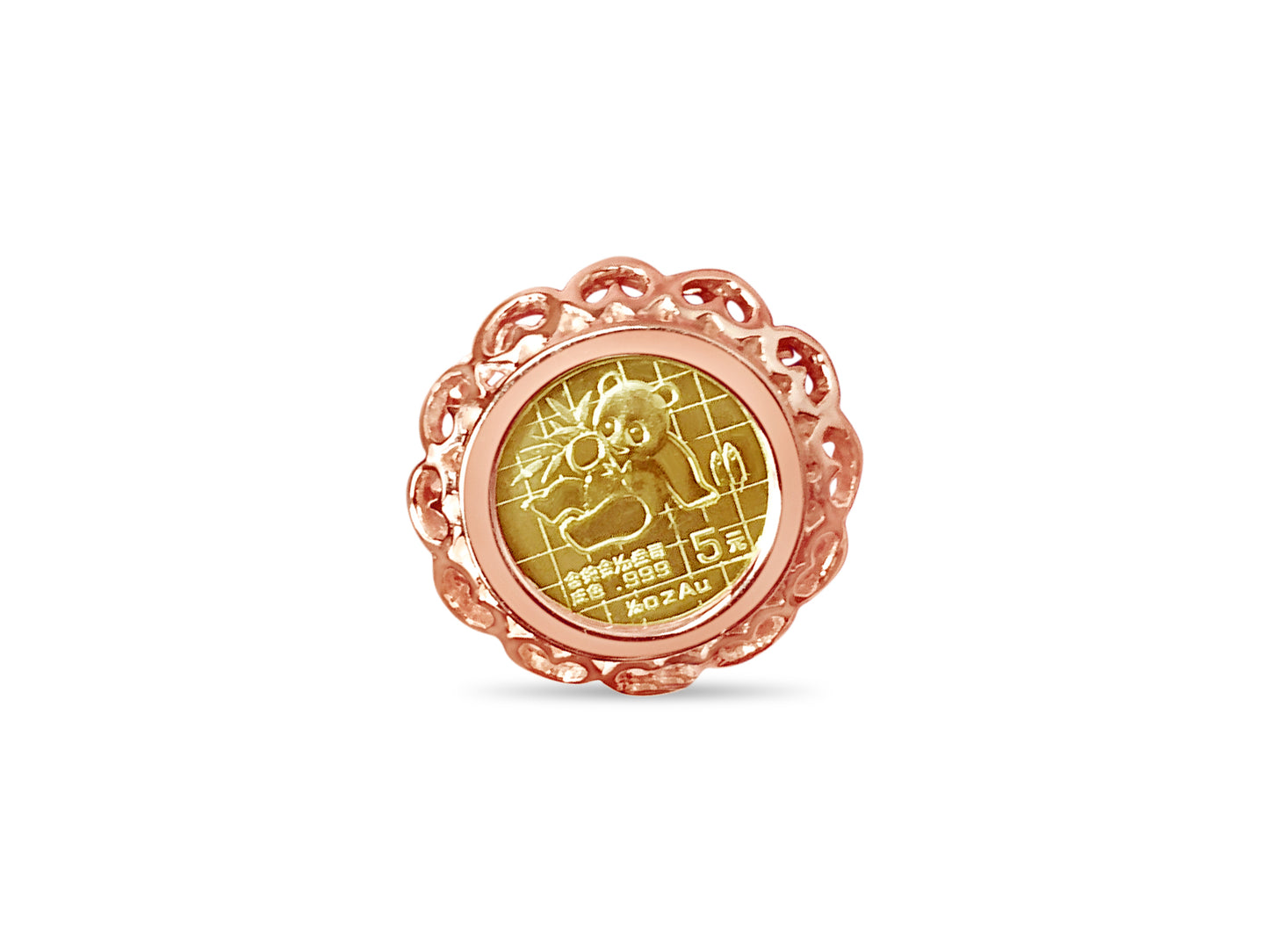 Handmade Solid Gold Fancy Coin Ring , Chinese Panda Bear Coin ,