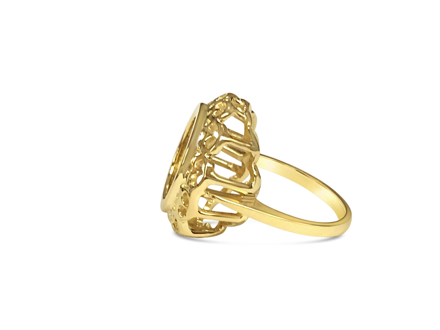 Handmade Solid Gold Fancy Coin Ring , Chinese Panda Bear Coin ,