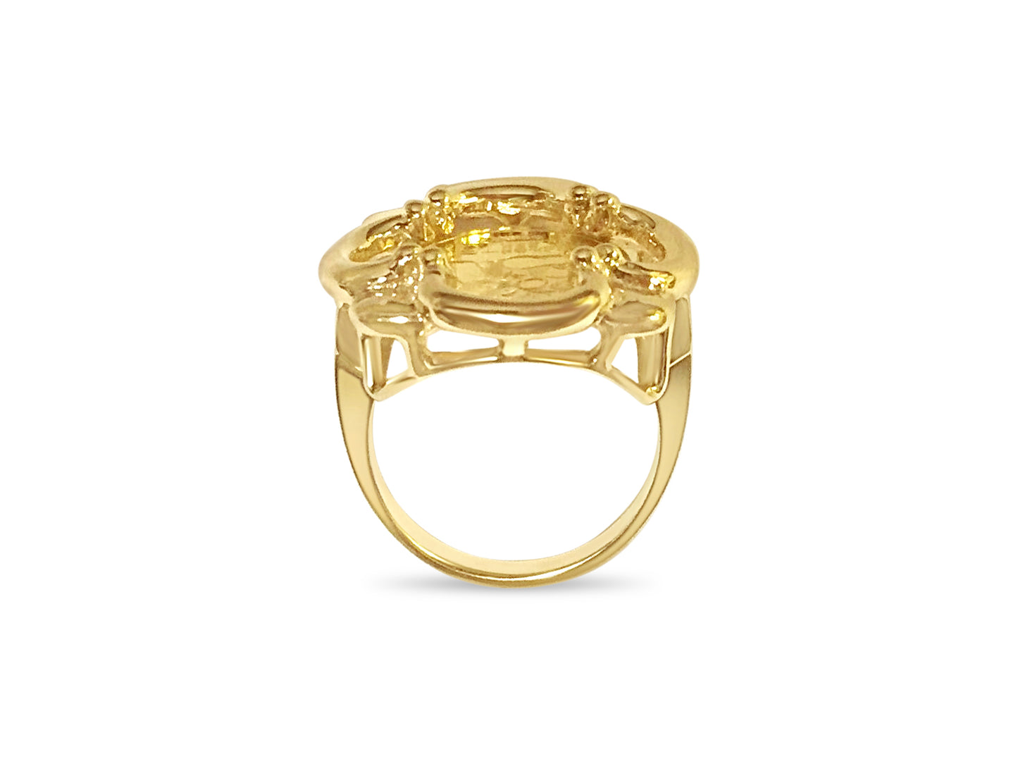 Handmade Solid Gold Fancy Coin Ring , Chinese Panda Bear Coin ,