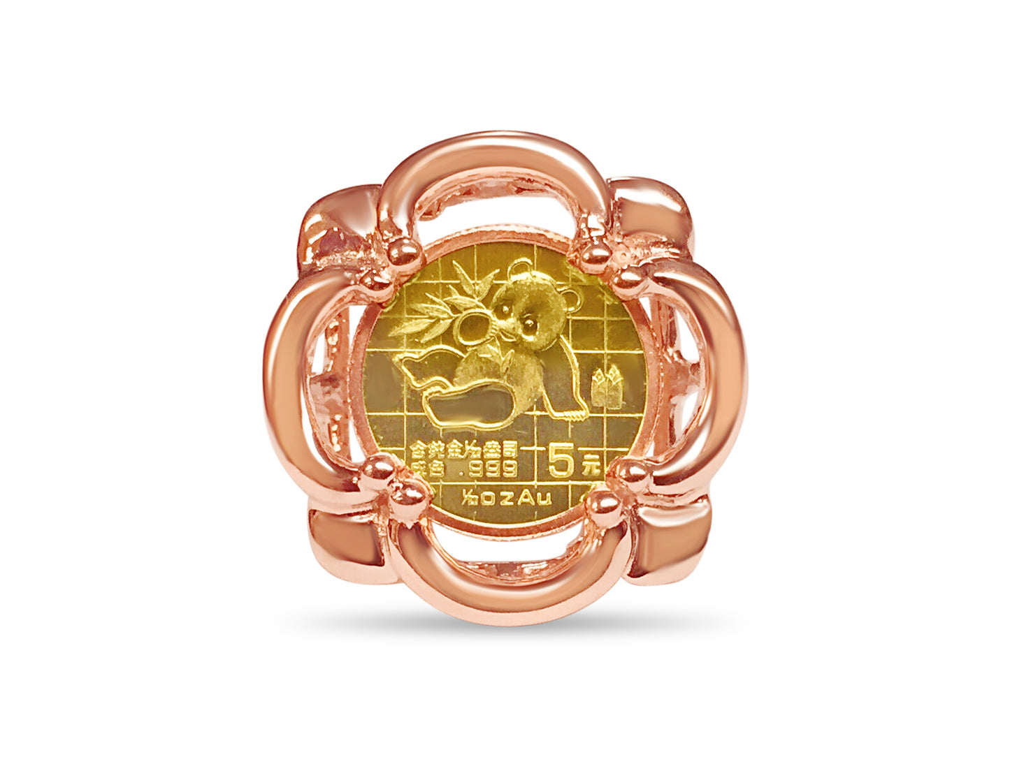Handmade Solid Gold Fancy Coin Ring , Chinese Panda Bear Coin ,