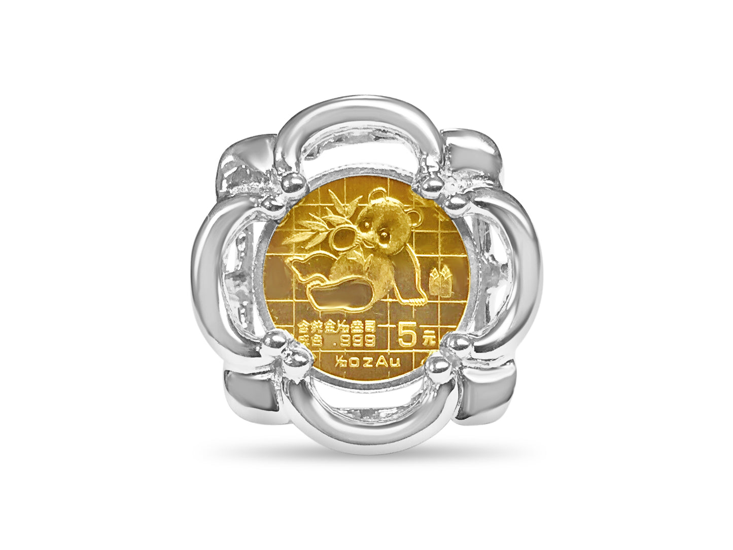 Handmade Solid Gold Fancy Coin Ring , Chinese Panda Bear Coin ,
