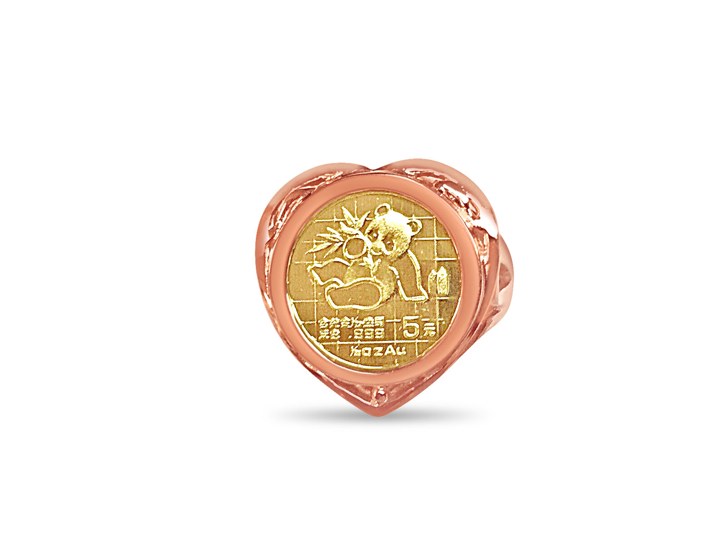 Handmade Solid Gold Fancy Ladies Coin Ring , Chinese Panda Bear Coin ,