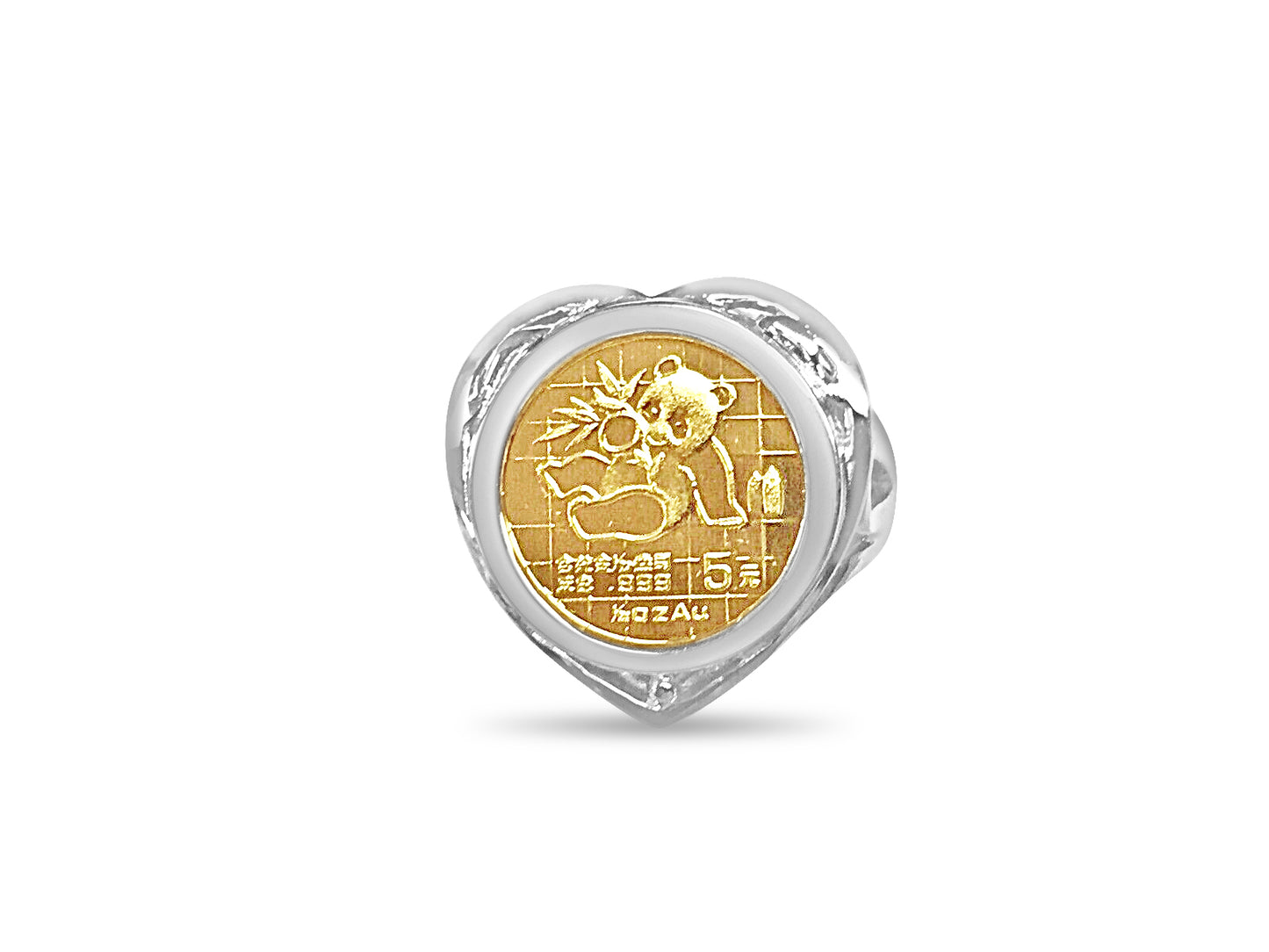 Handmade Solid Gold Fancy Ladies Coin Ring , Chinese Panda Bear Coin ,
